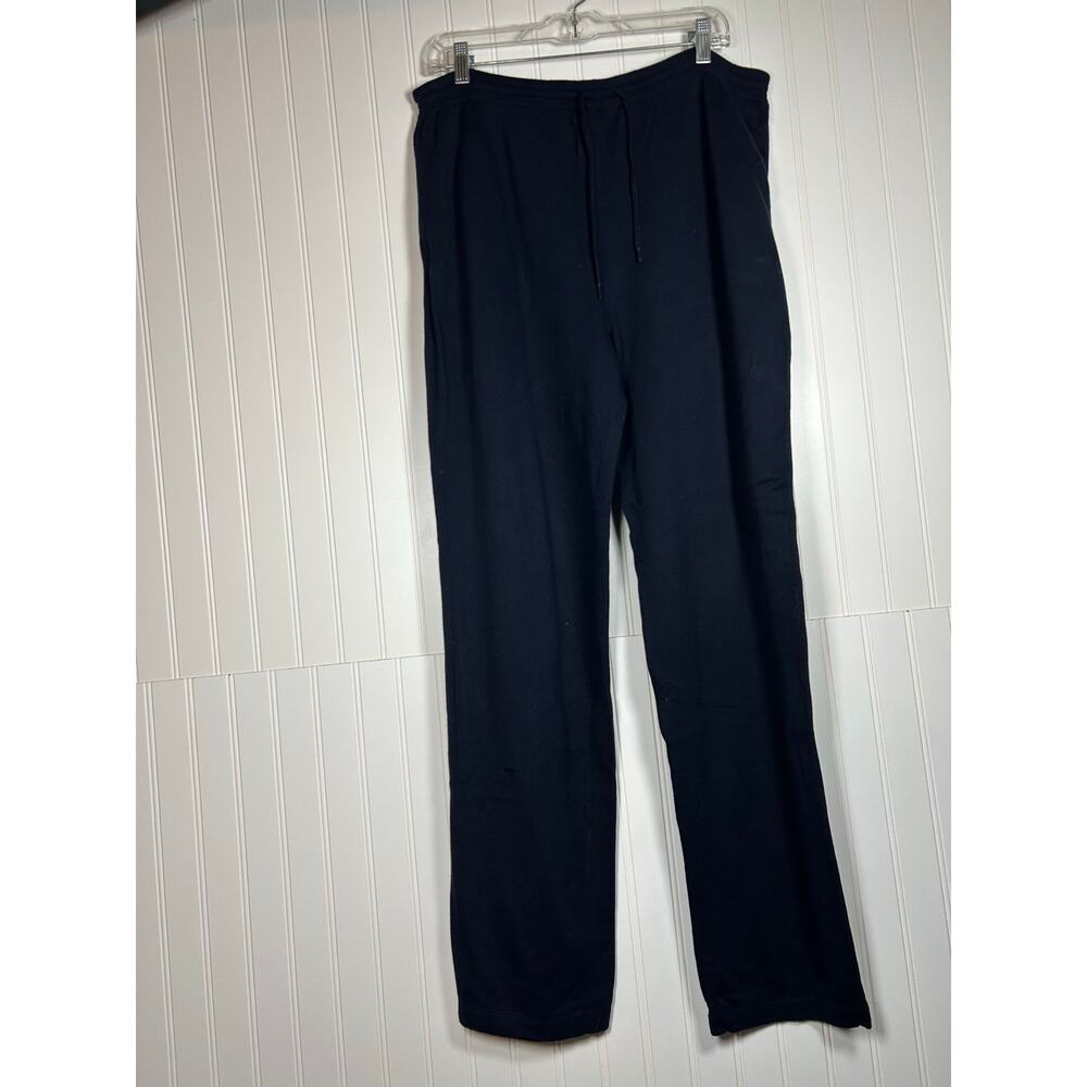 Lauren Ralph Lauren navy blue wide leg net sweatpants women size L 100% Cotten